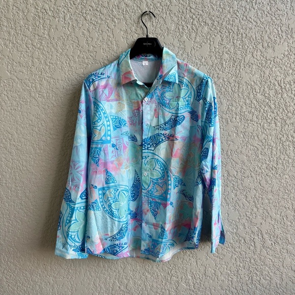 Men’s Floral Print Shirt, Size L, Multicolor - Picture 1 of 4